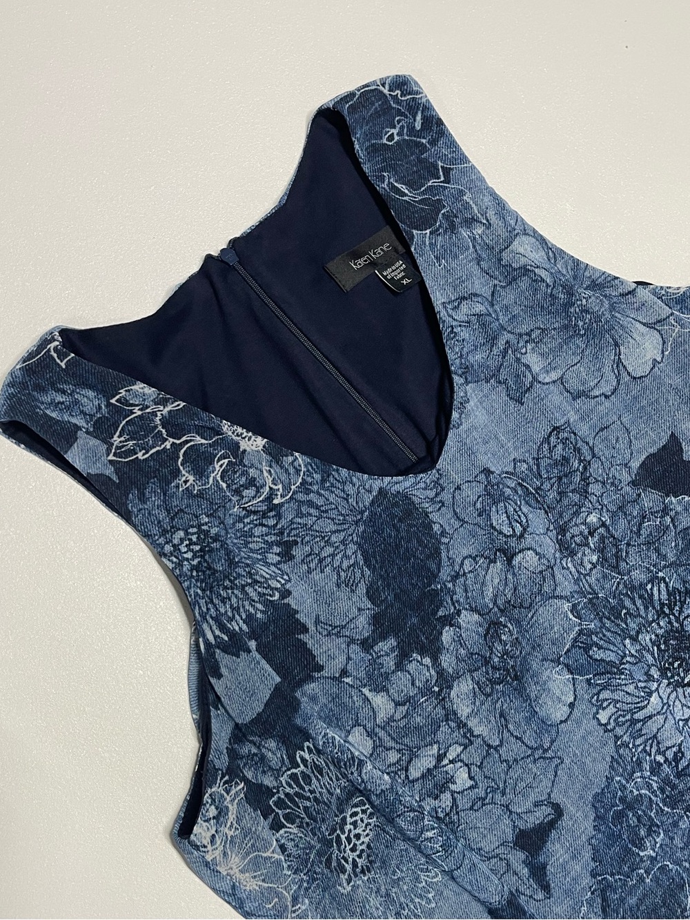 KAREN KANE Sleeveless Blue Floral Shift Dress Women’s XL - Picture 5 of 14